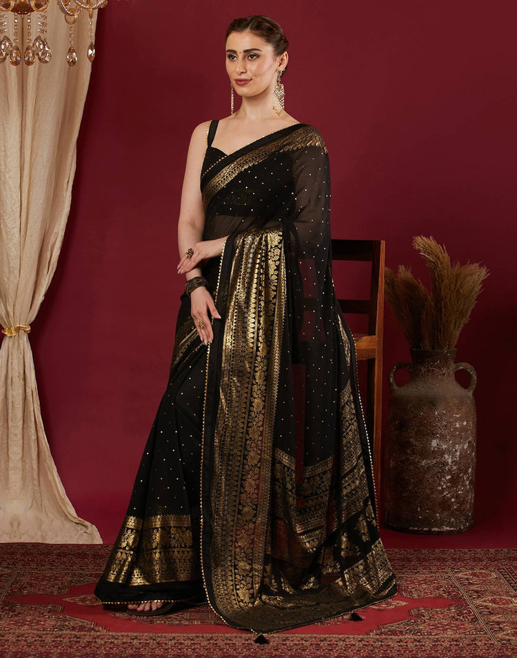 Noir Aurelia Foil Georgette Saree