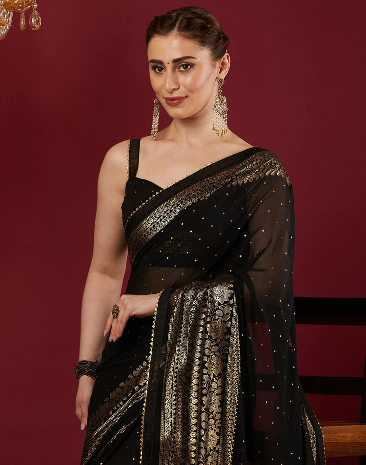 Noir Aurelia Foil Georgette Saree