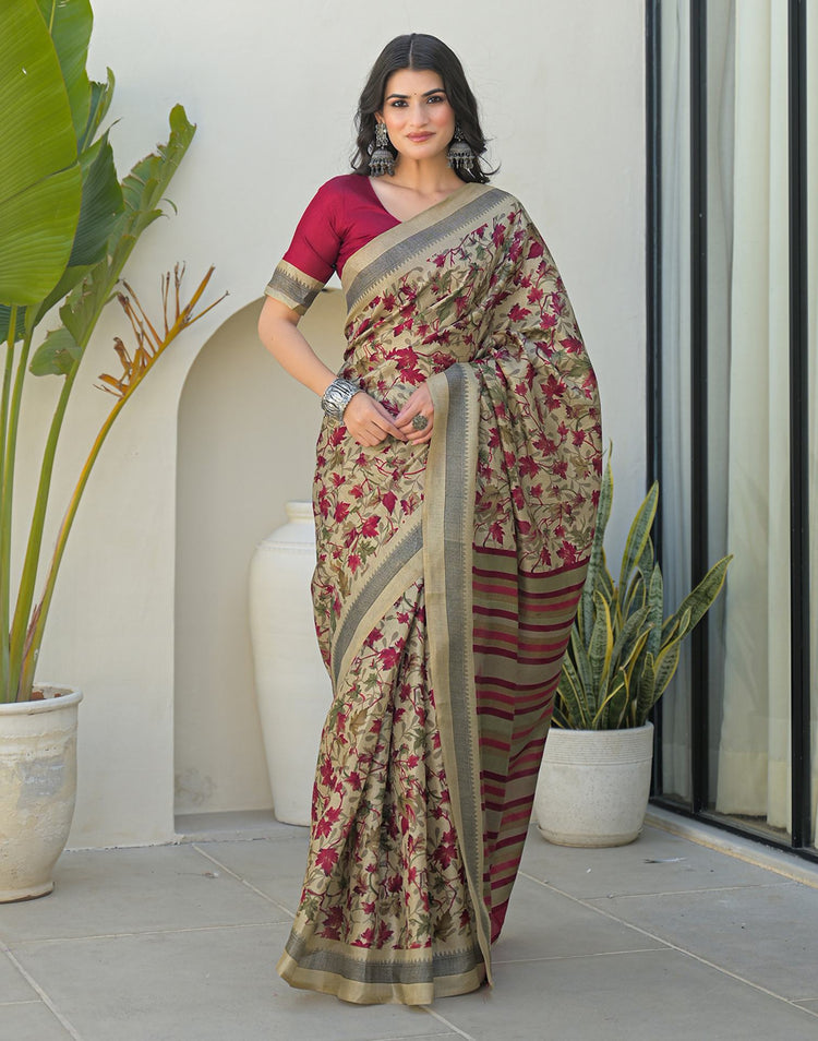 Ivory Vana Khadi Saree