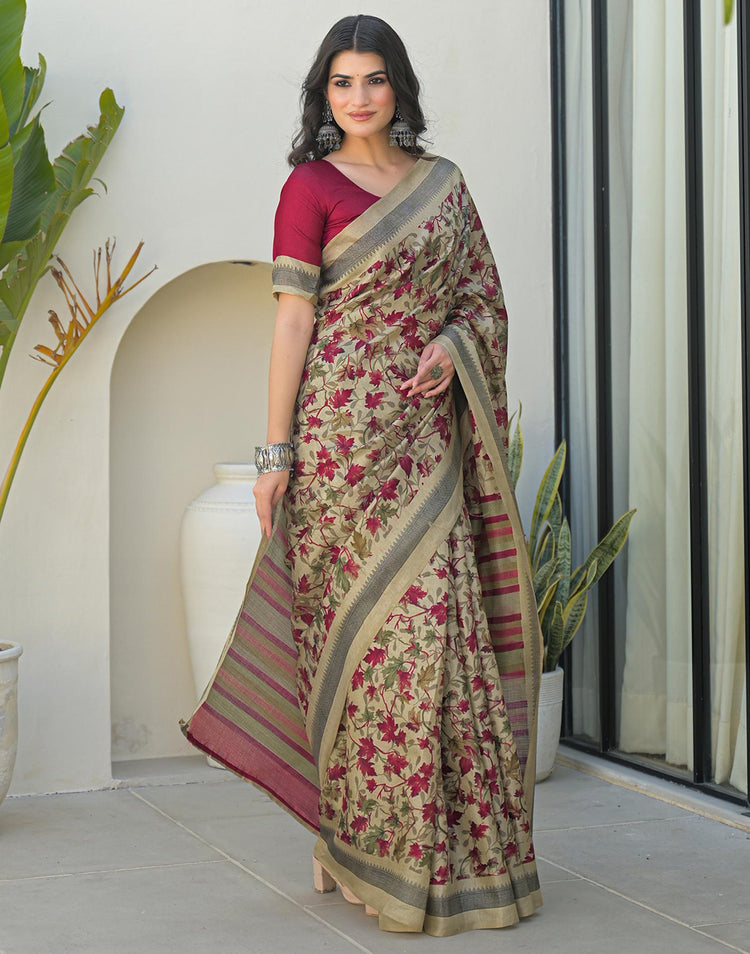 Ivory Vana Khadi Saree