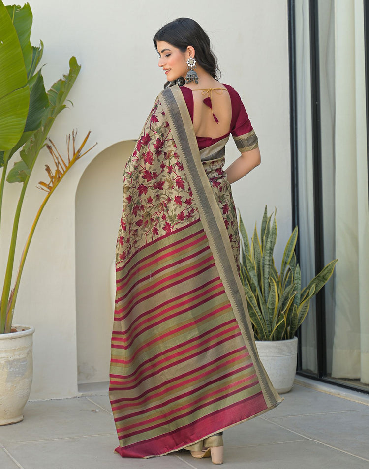 Ivory Vana Khadi Saree