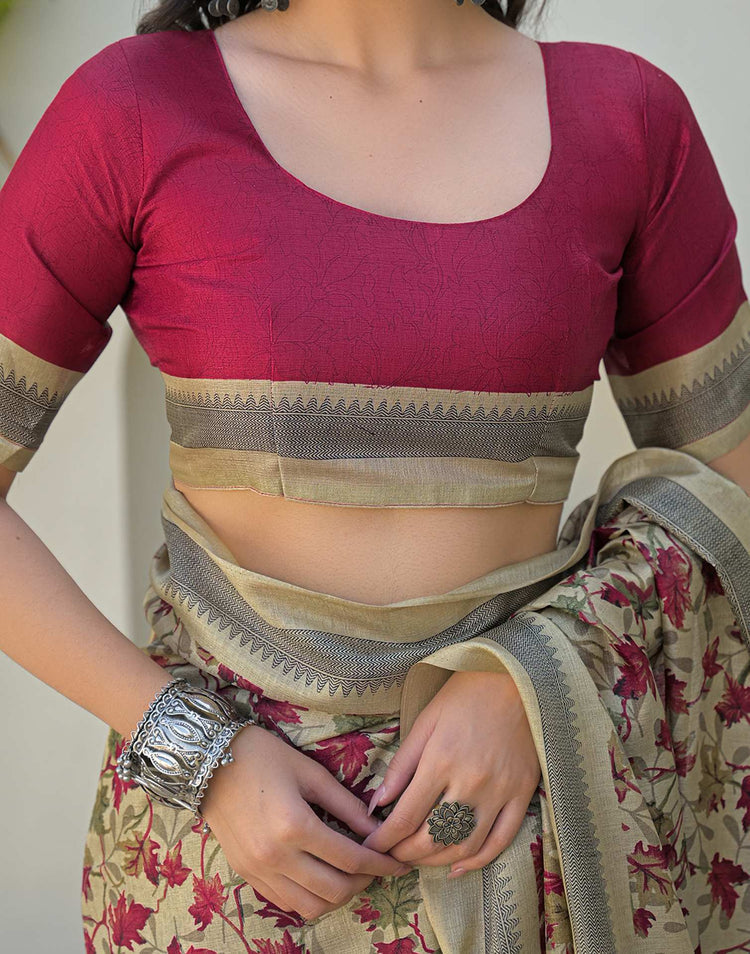 Ivory Vana Khadi Saree