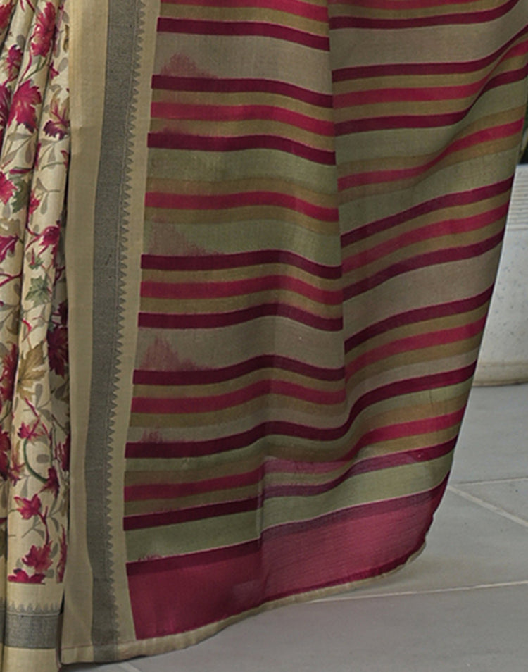 Ivory Vana Khadi Saree