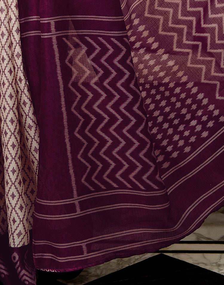 Ivory Loom Ikkat Khadi Saree