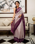 Ivory Loom Ikkat Khadi Saree