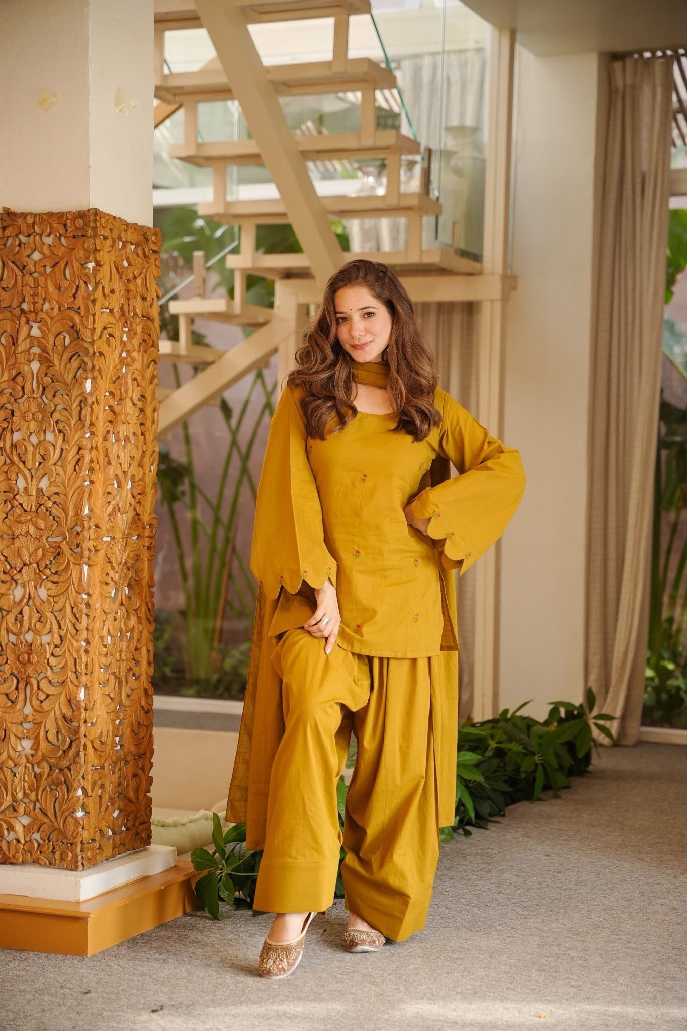Kiyaraaj Saffron Grace Farshi Set