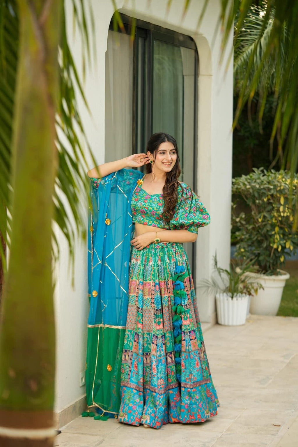 Turquoise Celestia Silk Lehenga