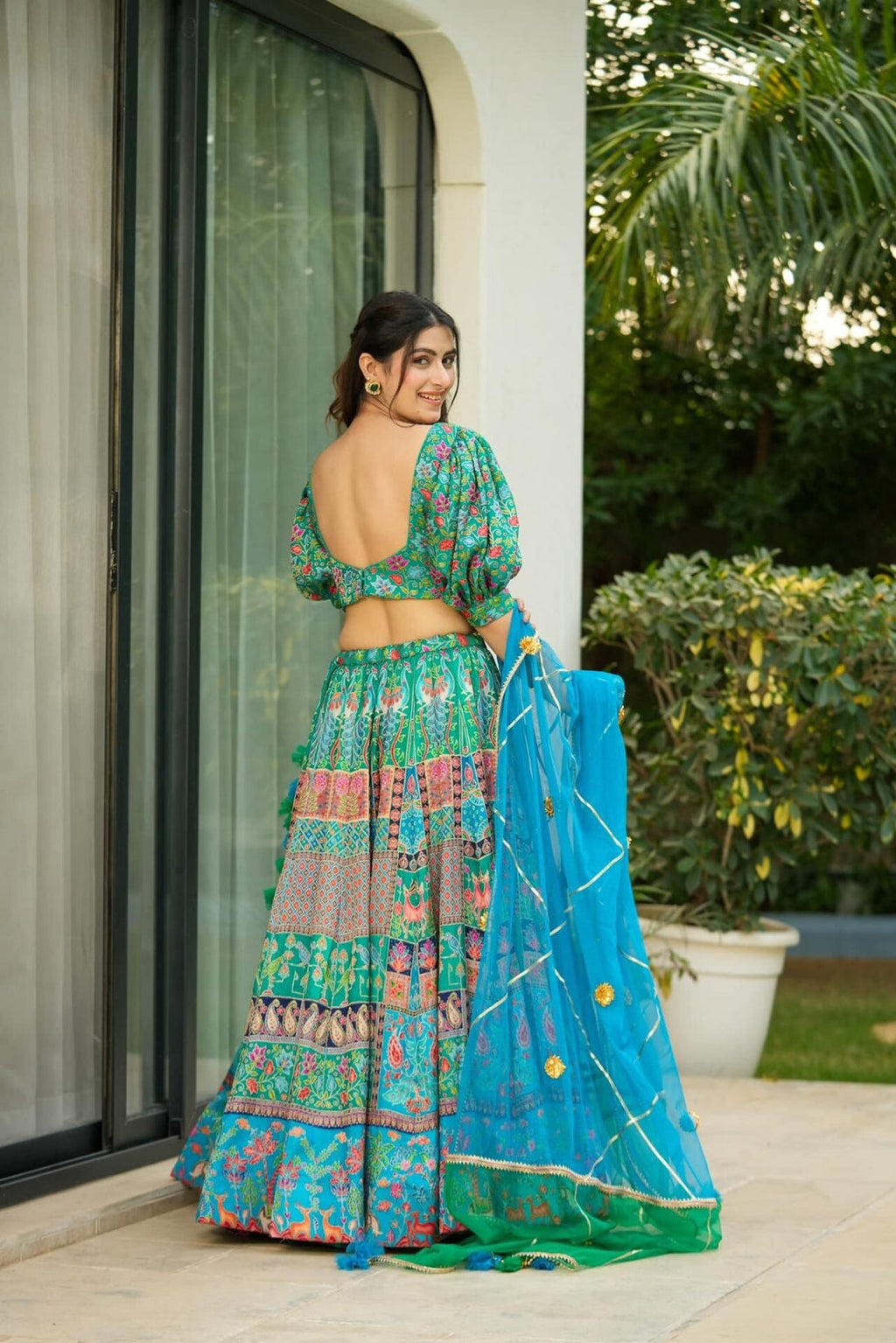 Turquoise Celestia Silk Lehenga