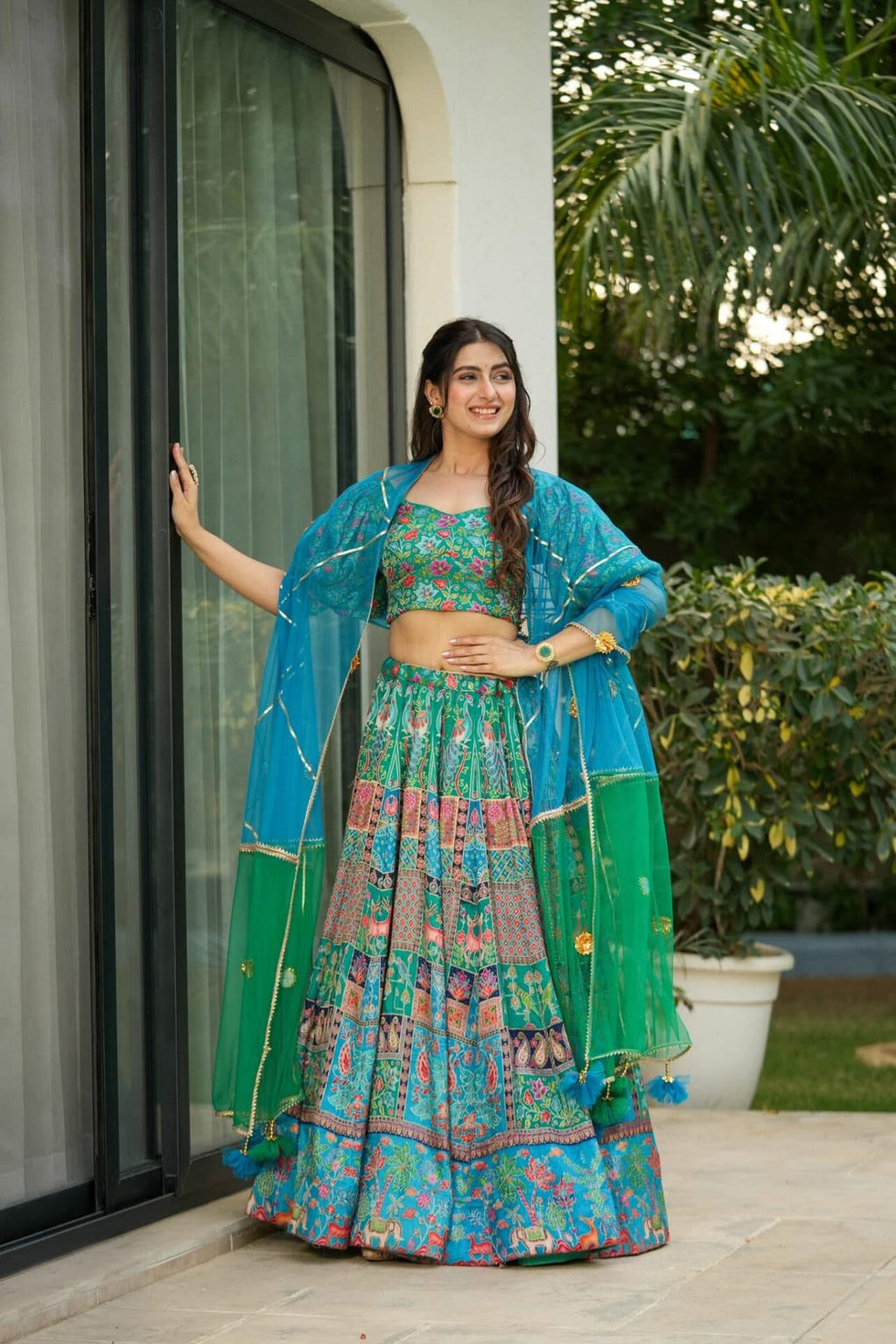 Turquoise Celestia Silk Lehenga